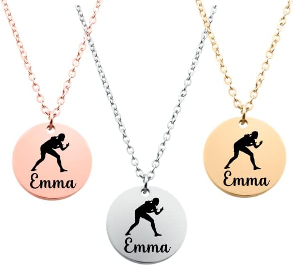 Personalized Wrestling Necklace, Wrestling Gifts for Women, Teens Custom Engraved Wrestling Pendant Name, Girls Wrestling Gift