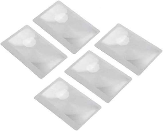 5 Pcs 3X Pocket Magnifier, Portable Fresnel Lens Credit Card Size Magnifying Glass Wallet Magnifying Lenses Jewelry Loupe Reading Aid Helper