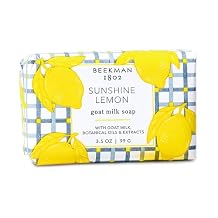 Beekman 1802 Goat Milk Soap Moisturizing Hand & Body Soap Bar with Shea Butter & Botanical Oils, Triple-Milled, Non-Drying, Made for Sensitive Skin, Sunshine Lemon 3.5 oz