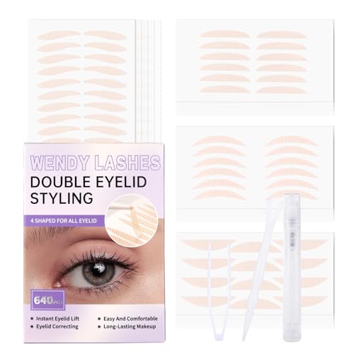 640-Pcs Invisible Double Eyelid Tapes: Lifter Strips, Natural, Waterproof, Long-Lasting, Droopy Eeyelids, Wendy Lashes