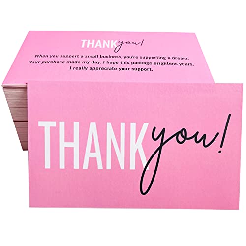 RXBC2011 Thank You for your support Cards Handwritten Lettering Design Thank you small business Card 2x3.5 Inch Pack of 100