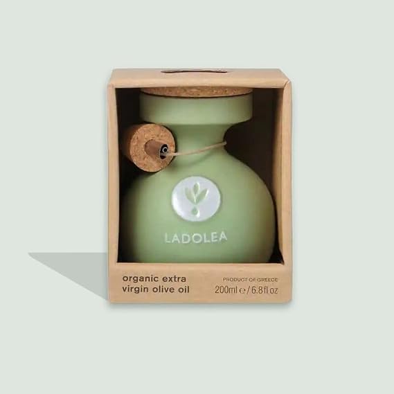 Ladolea Organic Extra Virgin Olive Oil, 100% Koroneiki Olives High Polyphenol Olive Oil, Cold-pressed and Packed Unfiltered in Glass Bottles, 200ml