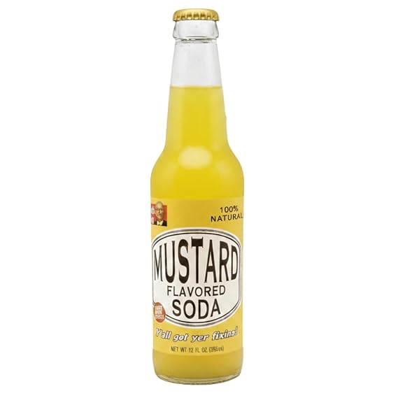 Rocket Fizz Mustard Soda Flavor | Cane Sugar | Craft Soda Pop Drinks | 12 oz in Glass Bottle (Single Bottle)
