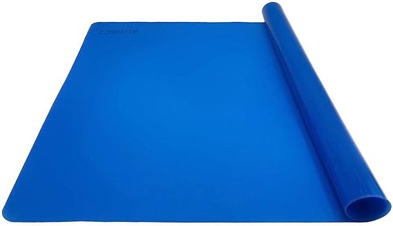 LONGFITE Large Silicone Counter Mat 19.68x15.74 inch Multipurpose Table Placemat Countertop Protector Baking Pastry Mat Nonstick, Nonskid and Heat Resistent (Large, Blue)