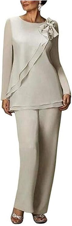 Two Pieces Chiffon Pants Suits for Mother of The Bride Plus Size Women's Outfit Wedding Evening Gowns