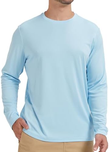 Mens UPF 50 Sun Protection Long Sleeve Rash Guard Shirts UV SPF Fishing Running Quick Dry Lightweight