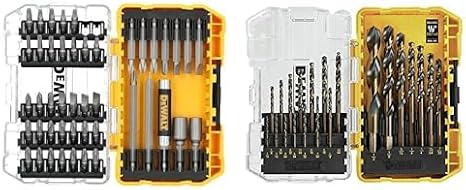 Bundle of DEWALT Screwdriver Bit Set with Tough Case, 45-Piece (DW2166) + DEWALT Drill Bit Set, 21-Piece, 135 Degree Split Point, 31 Degree Helix, Black Oxide Coated (DWA1181)