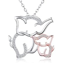 Mother and Daughter Animals Necklace 925 Sterling Silver Original Mother's Day Birthday Charms Gifts for Mommy Grandmom Daughter Jewelry Family Present Gift