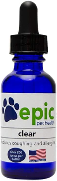 Clear - Natural, Electrolyte, Odorless Pet Supplement that Reduces Allergies and Coughing Naturally (Dropper, 1 Ounce)
