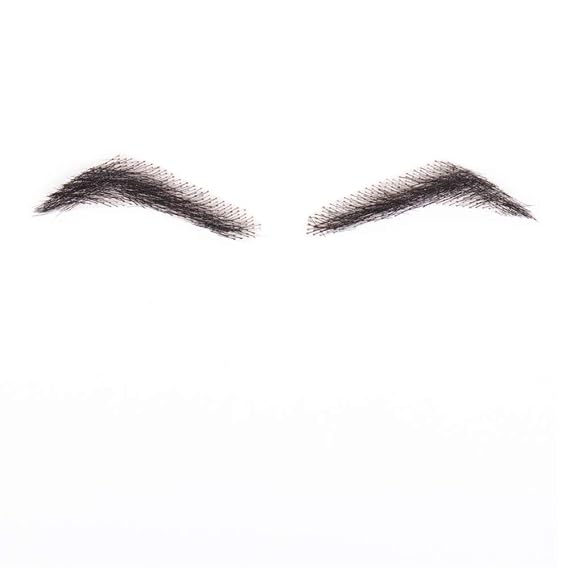 100% Human Hair False Brows for Men and Women Re-Usable Lace Base Fake Eyebrows Black Color (MM-A2)