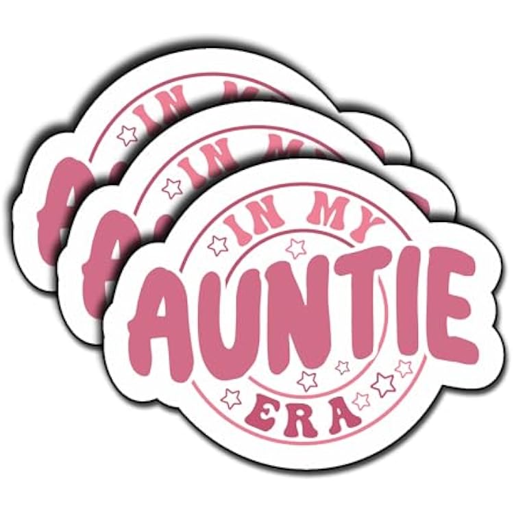 3Pcs in My Auntie Era Sticker – Waterproof Vinyl Decals for Aunt, New Aunt, Niece or Nephew Gifts – Aesthetic Stickers for Laptops, Water Bottles, Kindles, Journals – 3x2.5"