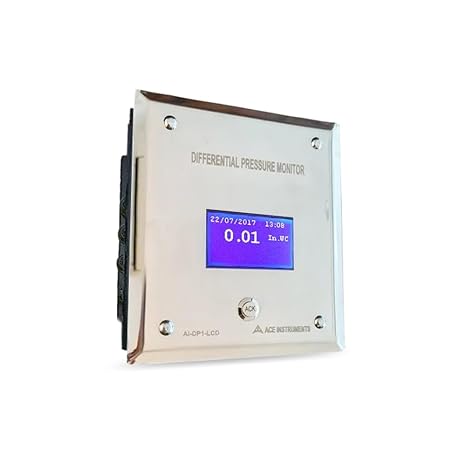Differential Pressure Indicator for Hospital Room Pressure Monitor (Range: -18 to 18 mm.WC/-180 to 180 Pascals) | Isolation Rooms Pressure Monitor AI-DP1-LCD