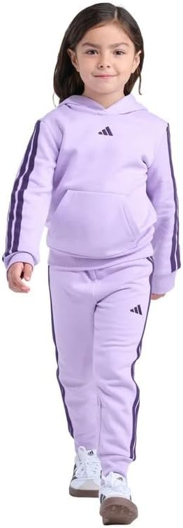 Adidas Youth Kids 2-Piece Tracksuit Outfit Set Fleece Hoodie & Jogger Sweatpants, Midweight Activewear Outfit