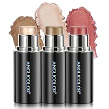 3PC Anglicolor Highlighter Long Lasting,Contour Stick Makeup Naturally,Blush Makeup Smoothing,High Color Rendering,Easy To Mix,Vegan & Cruelty-Fre