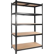 Storage Shelves 5 Tier Adjustable Garage Storage Shelving, Heavy Duty Metal Storage Utility Rack Shelf Unit for Warehouse Pantry Closet Kitchen, 71"x35.5"X15.8", Black