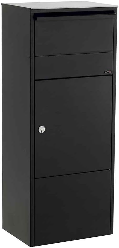 ALX -800-BK Allux Galvanized Steel Locking Mail Parcel Box, Black 11"Dx15.5"Wx37.5"H