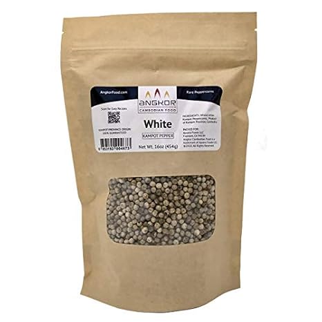 Kampot Pepper Rare Cambodian Peppercorns (White, 1lb Bag)