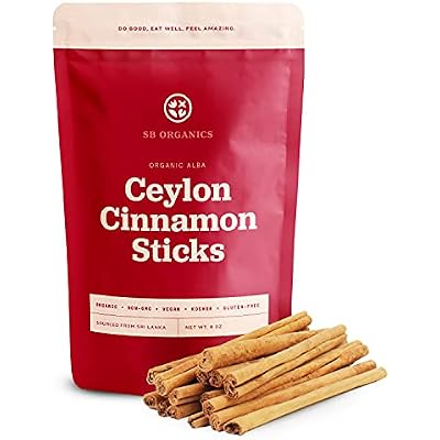Ceylon Cinnamon Sticks - 8 oz Bag of Organic Alba Grade Non-GMO Vegan True Cinnamon Stick from Sri Lanka - Free of Gluten, Dairy, and Soy
