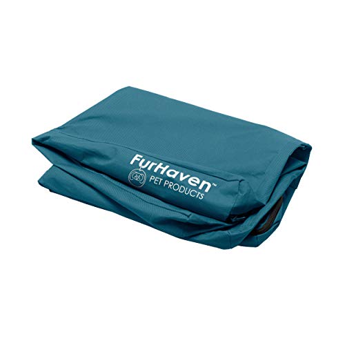 Furhaven Replacement Dog Bed Cover Water-Resistant IndoorOutdoor Logo Print Oxford Polycanvas Mattress, Washable - Deep Lagoon, Jumbo Plus XX-Large
