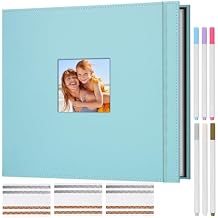 Scrapbook Photo Album, 3 Ring 12"x12" DIY Photo Album, Memory Scrapbook with 50 Sleeves 100 Pages, Perfect for Wedding, Travel, Family,Turquoise Blue
