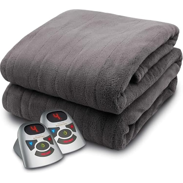 Biddeford Blankets Micro Plush Electric Heated Blanket with Digital Controller, Queen, Taupe