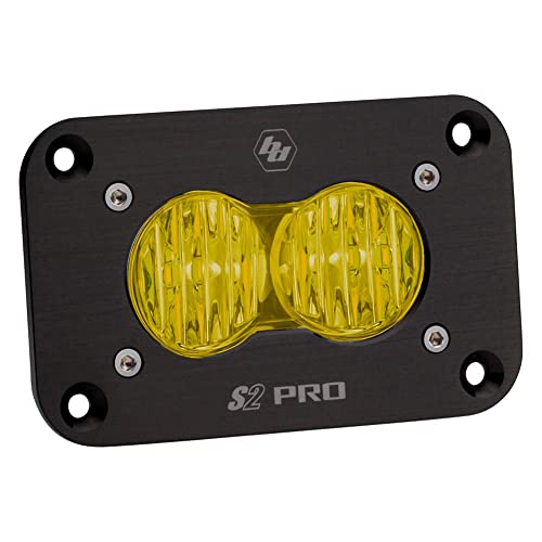 Baja Designs S2 Pro Black Flush Mount LED Light Pod for UTV, Off Road 4x4, Truck, Boat Wide Cornering Lens; Amber