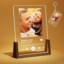 Custom Spotify Plaque, Personalized Acrylic Music Song Plaque with Photo, Engraved Led Night Light for Boyfriend Girlfriend, Anniversary Birthday Gifts for Him & Her