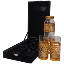 Silver Water Bottle 1000 ml with 2 Glasses | Set of 3 | Premium Velvet Gift Box | Ideal for Home, Office & Gifting
