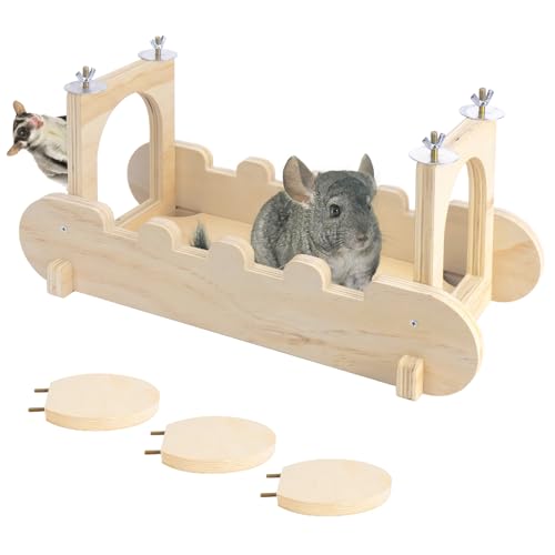 Chinchilla Suspension Bridge Wooden,Small Animals Wooden Bridge and Platform,Chinchilla Habitat Toys for Squirrel Hamster Ferret Guinea Pig Sturdy Easy to Clean
