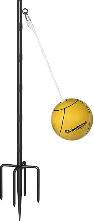 Garbuildman Tetherball Set with Ball & Rope for Outdoor Backyard, Adjustable Tether Ball Pole with 5-Prong Base & Rubber Sleeve for Playground, Outside Ball Games Sports for Kids, Adults