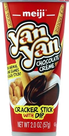 Meiji Yan Yan Chocolate Creme Cracker Stick with Dip, 2 oz