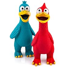 CHIWAVA 2 Pack Squawking Latex Dog Toy Chicken Duck Squeeze Squeak Interactive Play for Medium Large Dogs Assorted Color