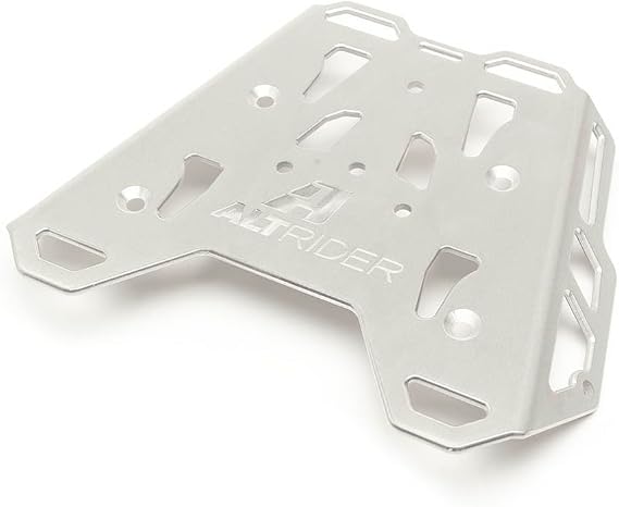 AltRider Motorcycle Luggage Rack Compatible with Yamaha Tenere 700 - Thick Aluminum Plate with Side Flanges - Zero Snag Design - 4 Mounting Positions - Supports Multiple Mounting Systems - Silver