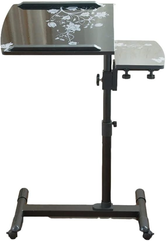 Overbed Table Overbed Table Side Table Computer Desk Moveable Height Adjustable Rolling Laptop for Bed Mobile Stand Tilting Overbed with Wheels Tray Ergonomic Portable (A)