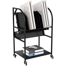 Laptop Charging Station, 10 Device Mobile Charging Cart with Lockable Wheels for Laptop, Chromebooks, Tablets and Computers, Charging Organizer Rack for Office, Classroom, Library