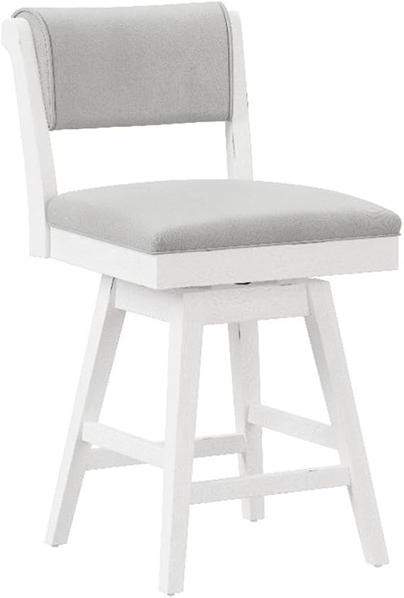 Hillsdale Clarion Wood and Upholstered Counter Height Swivel Stool, Sea White