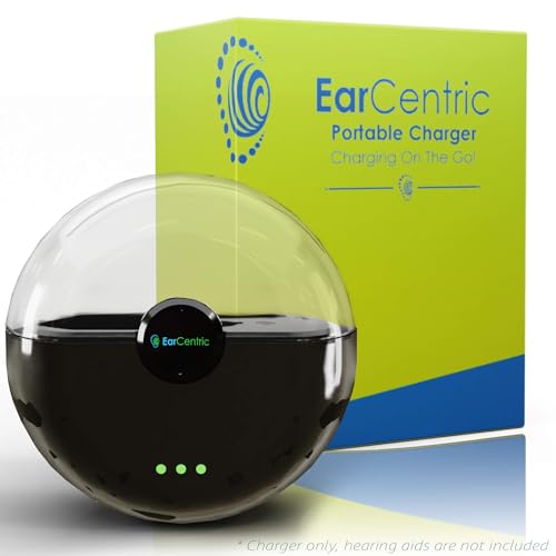 EarCentric On-The-go Portable Rechargeable Battery Charger [Compatible with EasyCharge Hearing Aid Amplifiers ONLY] - Black