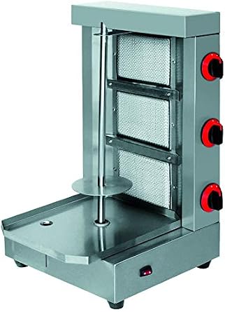 3 Zone 40,000 BTU Commercial Propane/Natural Gas Vertical Broiler Rotisserie Oven Machine Cooker with No Slidable Heater adjustment, for Shawarma Tacos Al Pastor Gyro Doner Kebab