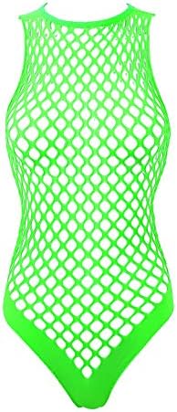 Women Sexy Fishnet Bodysuit Teddy Lingerie Mesh Hollow Out High Cut Thong Leotard Swimwear
