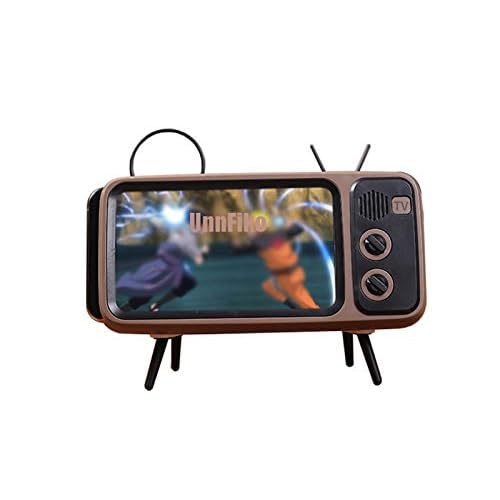 UnnFiko Retro TV Style Stand Holder, Cartoon Desktop Bracket Desk Mount, Universal for iPhone X 6 7 8 Plus Xs 14 13 11 Pro Max TV Brown