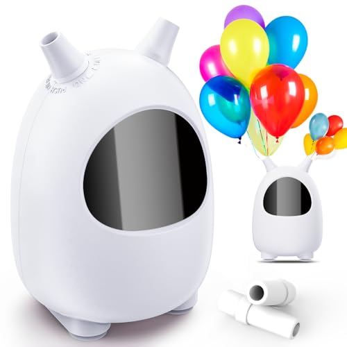 Electric Balloon Pump, Portable Dual Nozzle Electric Balloon Blower Pump, Electric Balloon Inflator for Decoration, Party Wedding Graduation 110V 600W White