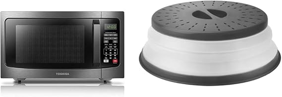 TOSHIBA EM131A5C-BS Countertop Microwave Oven (1.2 Cu Ft) and Tovolo Vented Collapsible Medium Microwave Cover