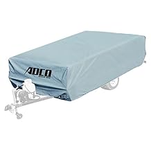 ADCO 2890 Pop Up Folding Trailer Polypropylene Cover, Fits Trailers up to 8', Gray/White