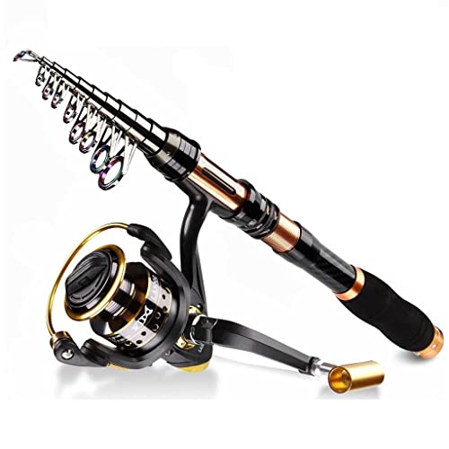 Carbon Telescopic Fishing Rod Reel Combo Set with Line Lures Kit Bag for Kids Men Women Size : 2.1M 82.6in 6.88ft