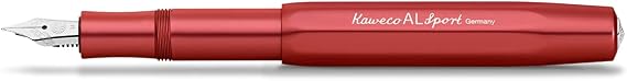 Kaweco AL SPORT Fountain Pen Deep Red I Premium Fountain Pen for Ink Cartridges I Exclusive Fountain Pen 13 cm I Nib: B (Broad)