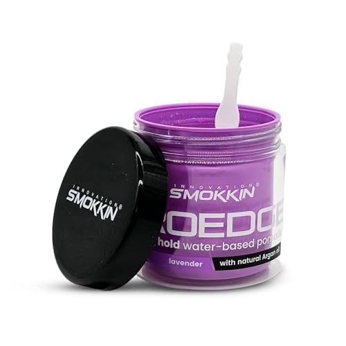 Smokkin Pro Edge Hair Styling Gel Alcohol-Free, Water-Based Pomade with Strong Hold & Argan Oil No Flakes, Edge Control, Twist & Braid Gel for Men & Women - 16 Fl oz - Lavender