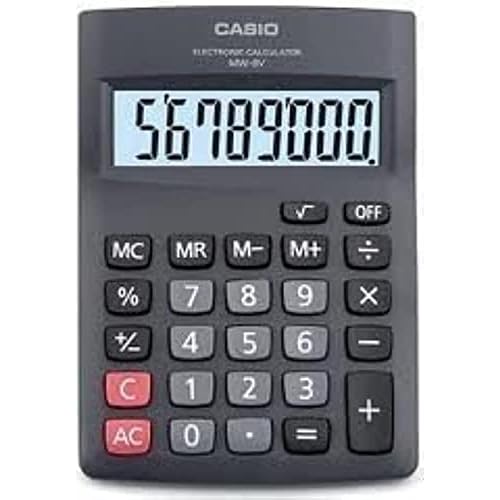 Casio MW-8V-BK-W Electronic Desktop Calculator with 8-Digit Extra Big Display