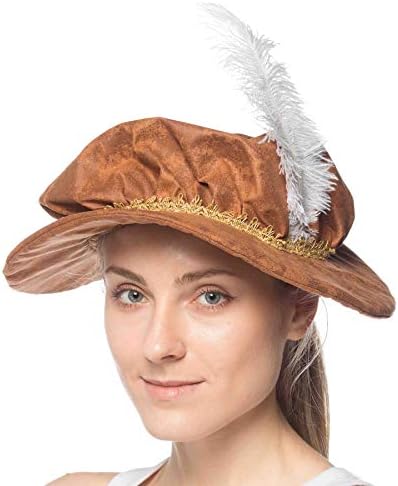 HMS mens Mob Cap With Feather Costume Accessories, Brown, One Size US