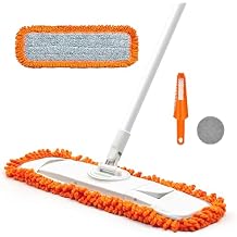 Dust Mop for Floor Cleaning with Washable Microfiber Pad - JEHONN Dry Wet Flat Mop with Scouring Pad for Hardwood, Laminate, Tile, Marble