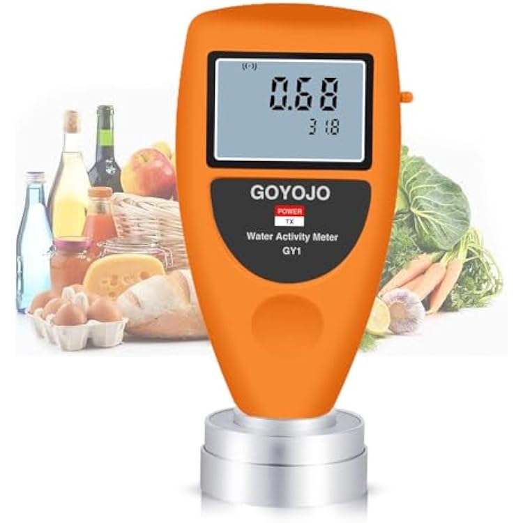 Water Activity Meter Smart Food Water Activity Tester for Jerky Dried Fruit Grain Vegetable Aw Moisture Mete Tools Adopt Non conductive Humidity Sensor, 0-1.0AW 0.02AW Water Activity Analyzer Monitor